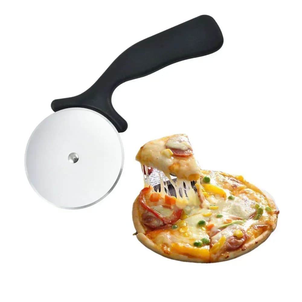 Pizzakutter og bakverksrulle i rustfritt stål