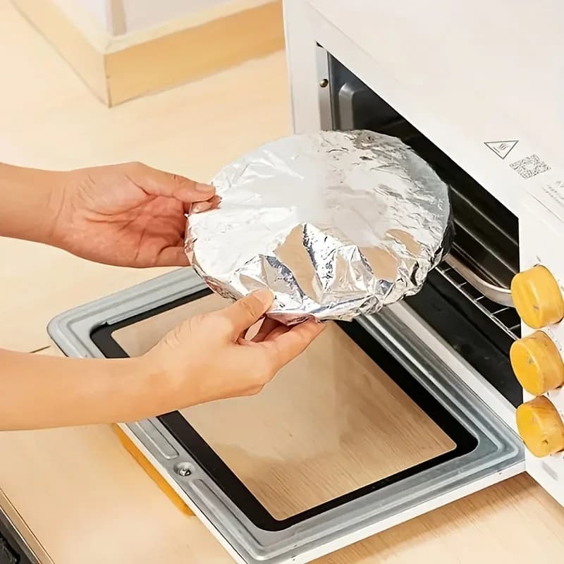 10/100 stk. dekkhetter i aluminiumsfolie – varmebevarende folielokk til skåler og fat
