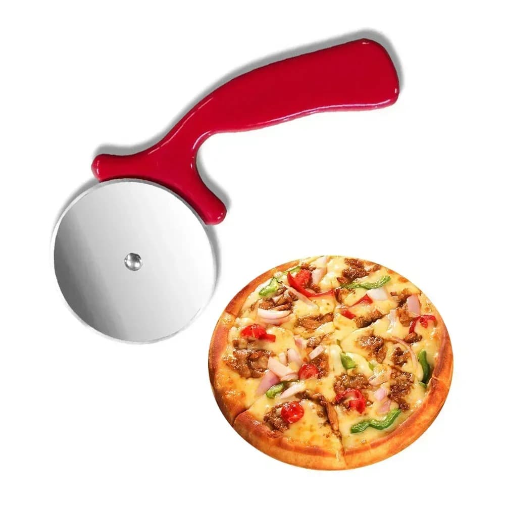 Pizzakutter og bakverksrulle i rustfritt stål
