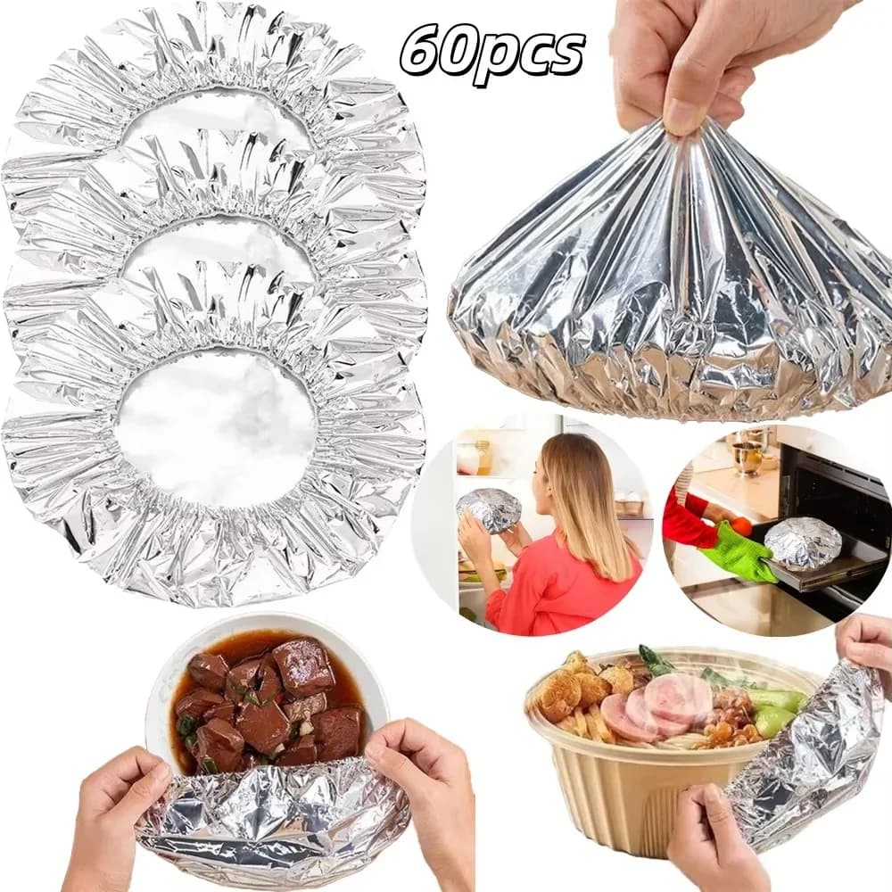 10–60 stk. gjenbrukbare bolletrekk i aluminiumsfolie – varmeisolerende og matvaregodkjent for stekeovn, takeaway og piknik