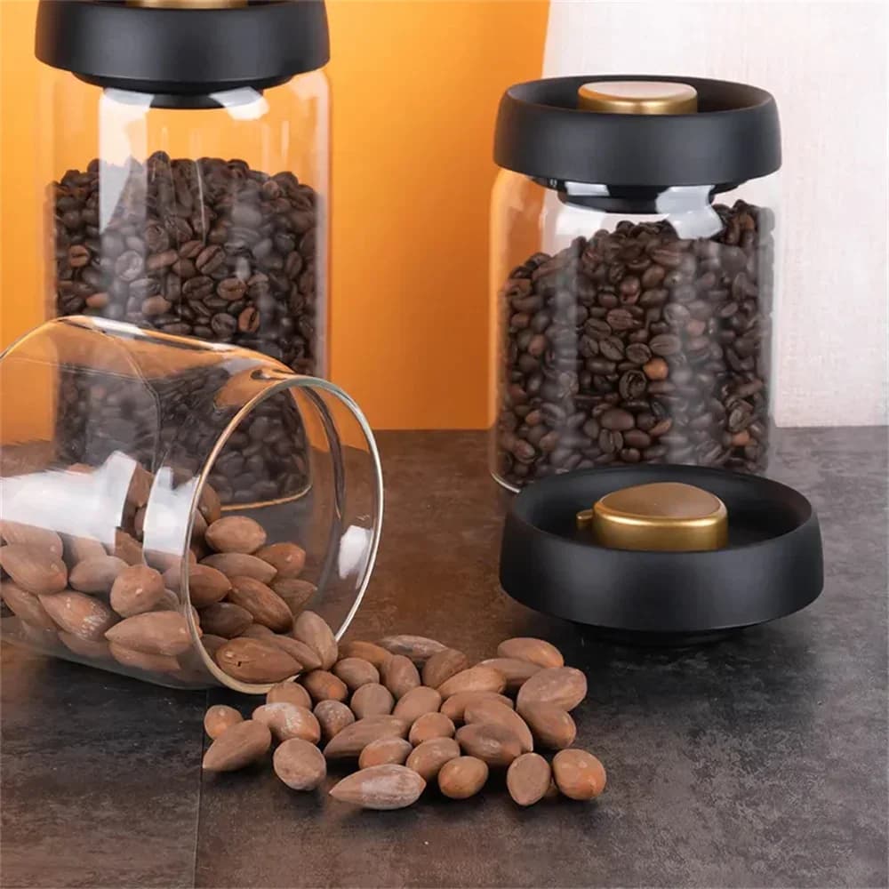 Vakuumforseglet kaffeglass i klart glass – Lufttett oppbevaringskrukke