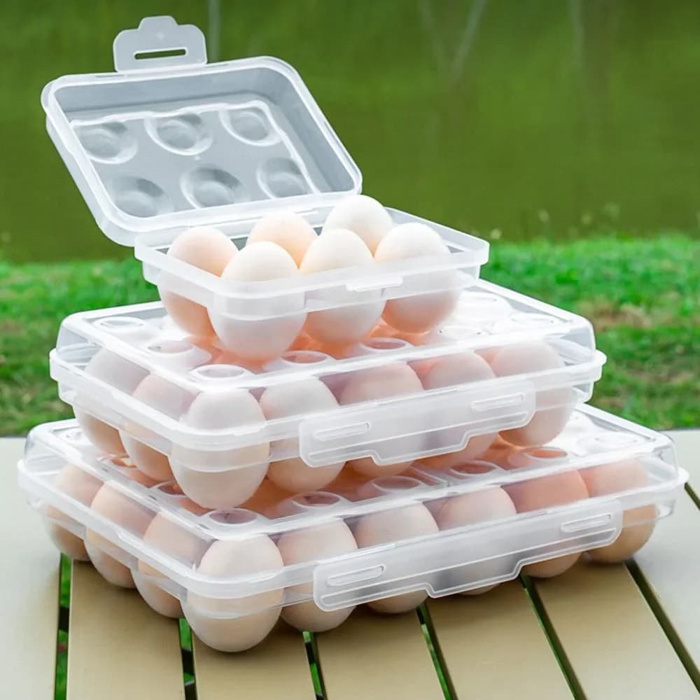 Eggboks i plast med lokk for kjøleskap og tur