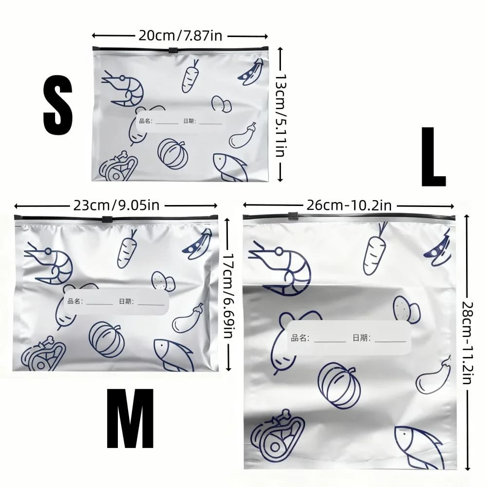 10/60 stk gjenbrukbare oppbevaringsposer i aluminiumsfolie for mat