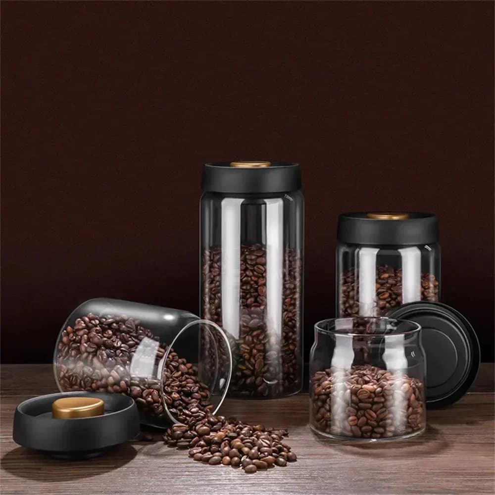 Vakuumforseglet kaffeglass i klart glass – Lufttett oppbevaringskrukke