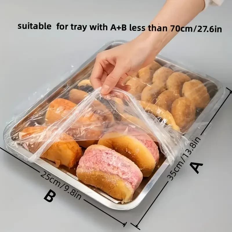 50 stk. gjenbrukbare elastiske matovertrekk i PE – tøybare plastlokk