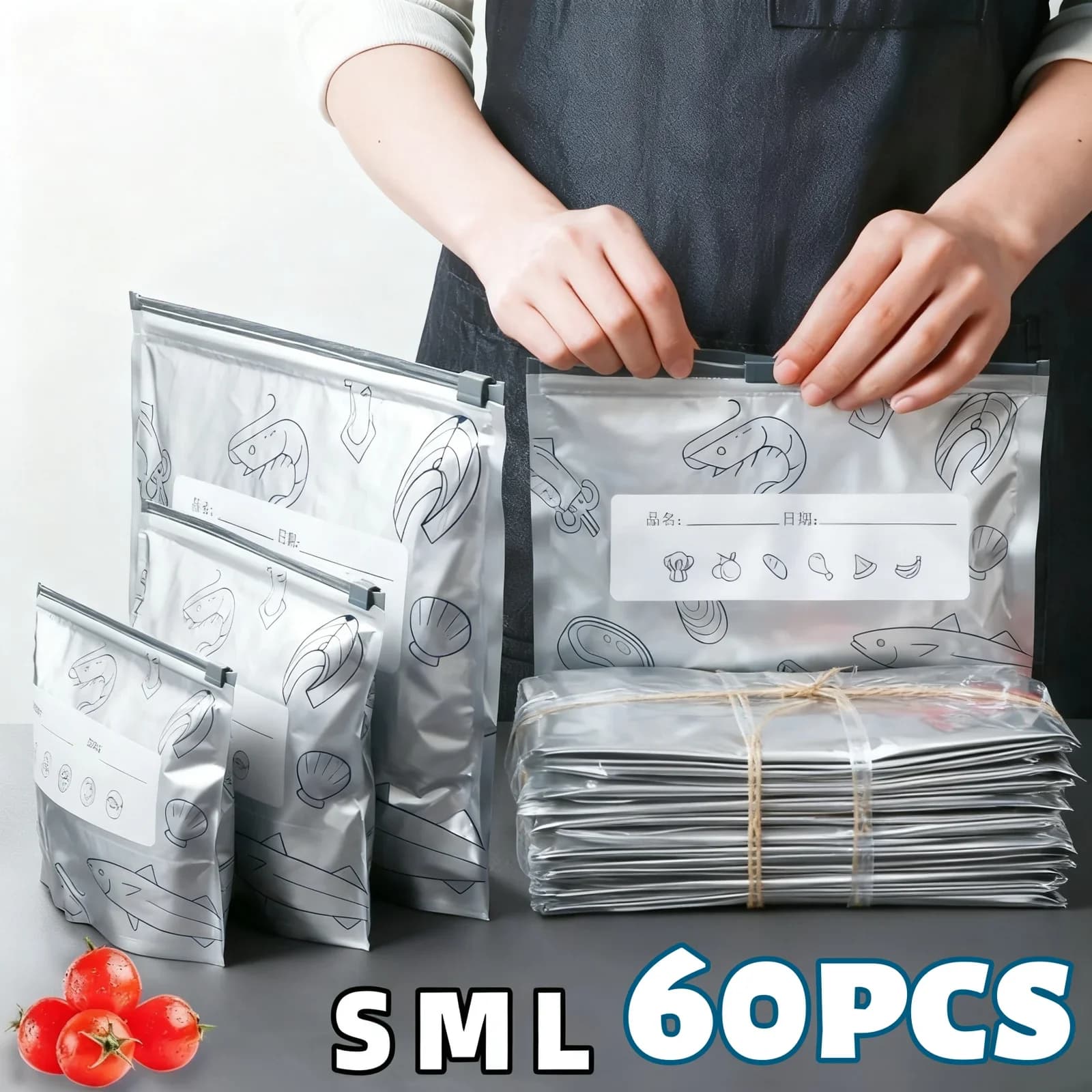10/60 stk gjenbrukbare oppbevaringsposer i aluminiumsfolie for mat