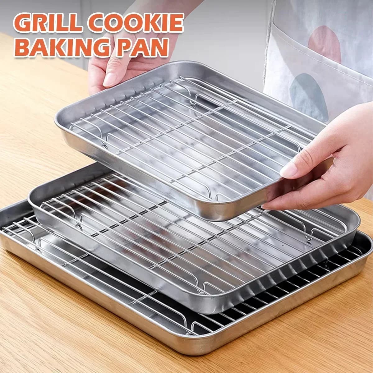 Bakebrett med rist i rustfritt stål - Stekebrett for stekeovn og grill