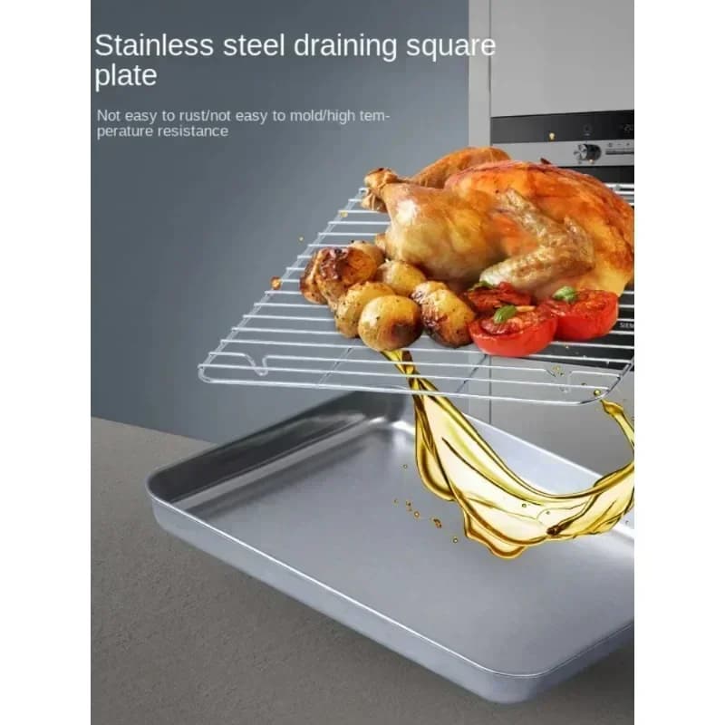 Bakebrett med rist i rustfritt stål - Stekebrett for stekeovn og grill