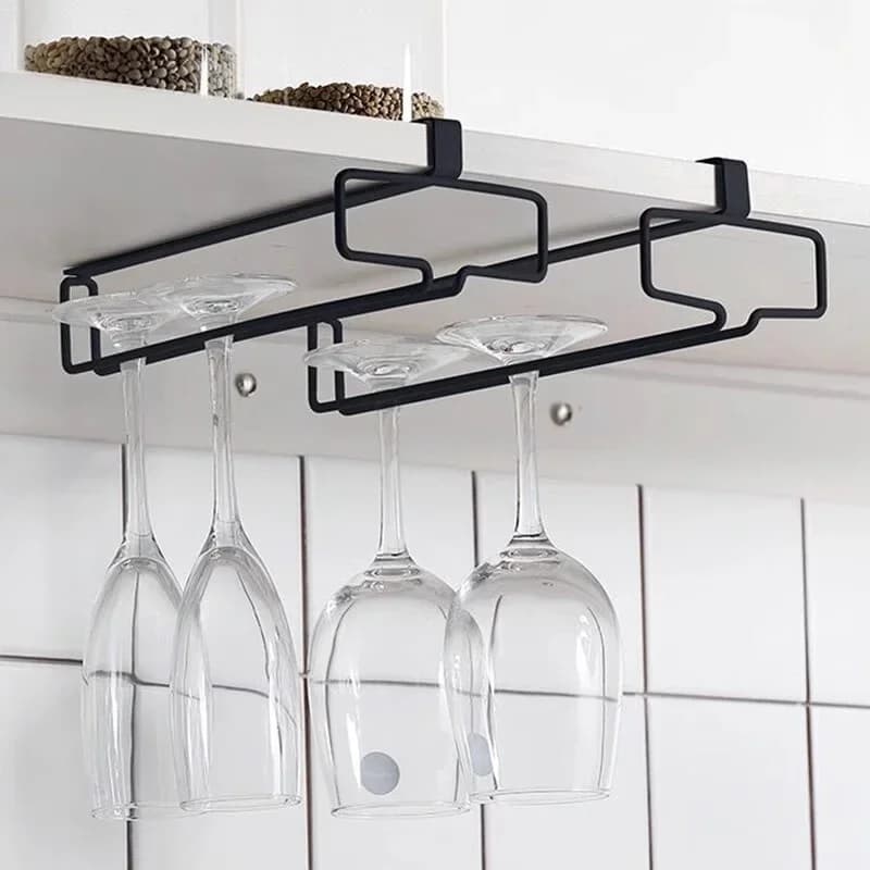 Hengende vinglassholder uten boring, oppbevaringsstativ for stettglass