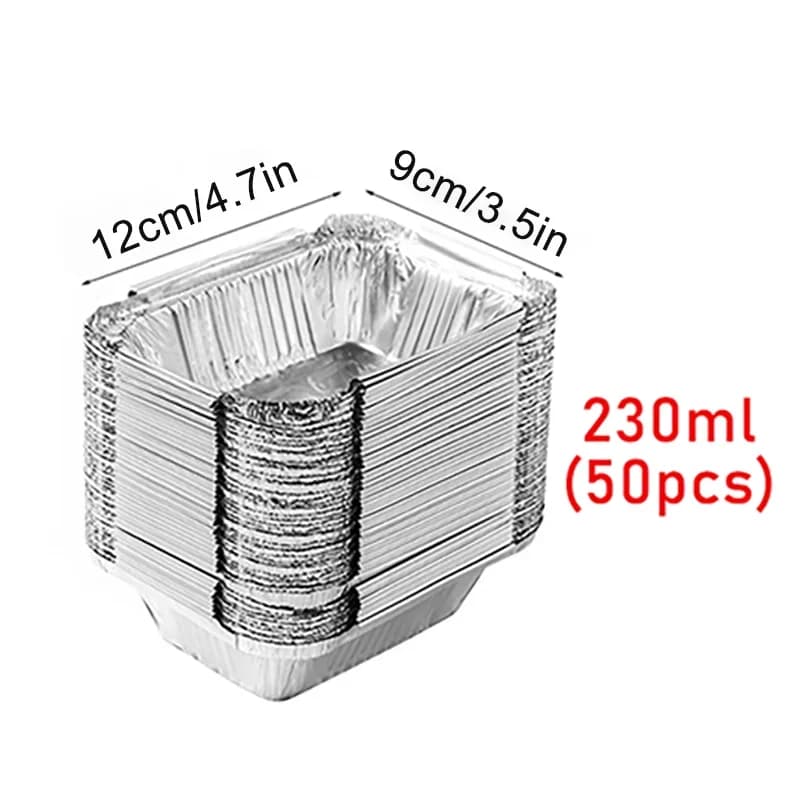 50 stk engangs aluminiumsformer for matlaging og oppbevaring