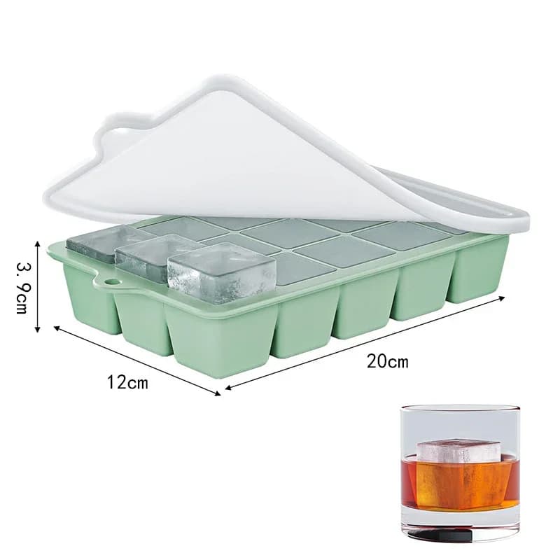 2-pakning isbitformer med lokk | 15 rom silikon isbitbrett for whisky og cocktail