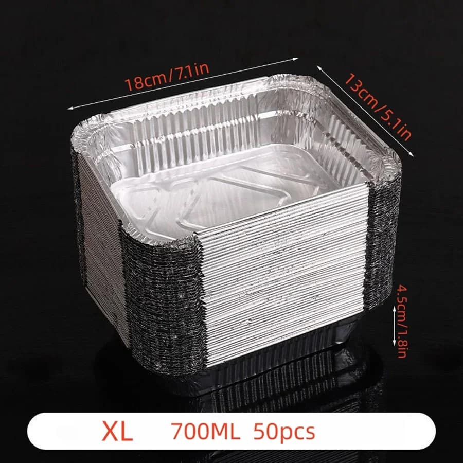 50 stk engangs aluminiumsformer for matlaging og oppbevaring