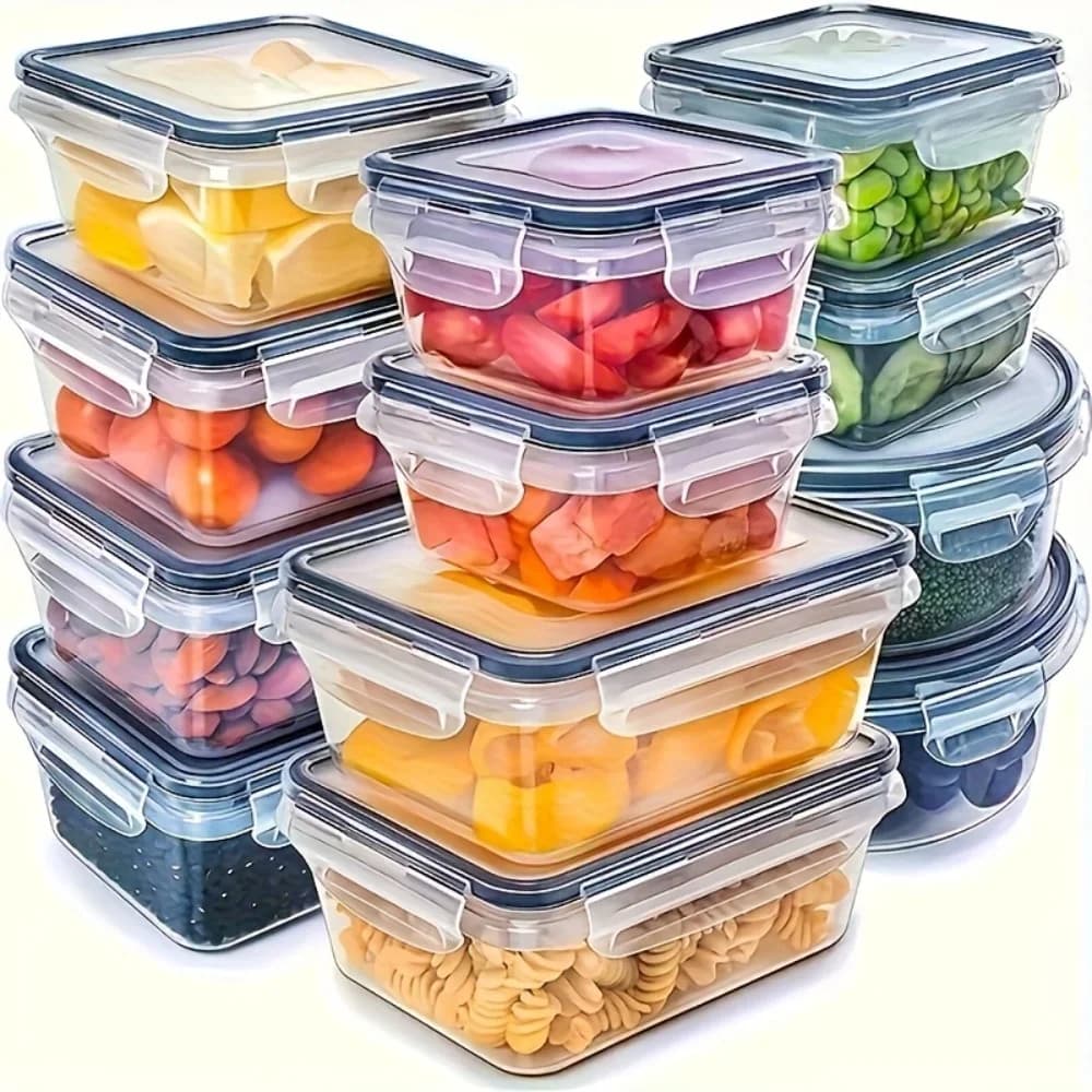 8-delers BPA-frie lufttette matbokser med låselokk – Tåler mikrobølgeovn og fryser, PP-plast for tørrvarer, frukt og grønt