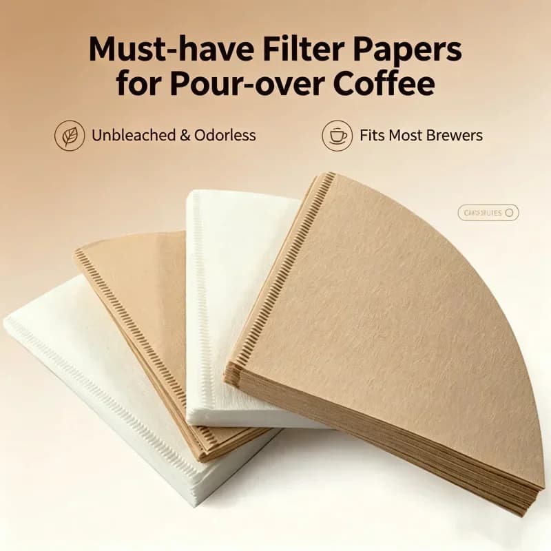 40/100 stk. V-formet kaffefilterpapir – ublekede V60-engangsfiltre for manuell kaffebrygging