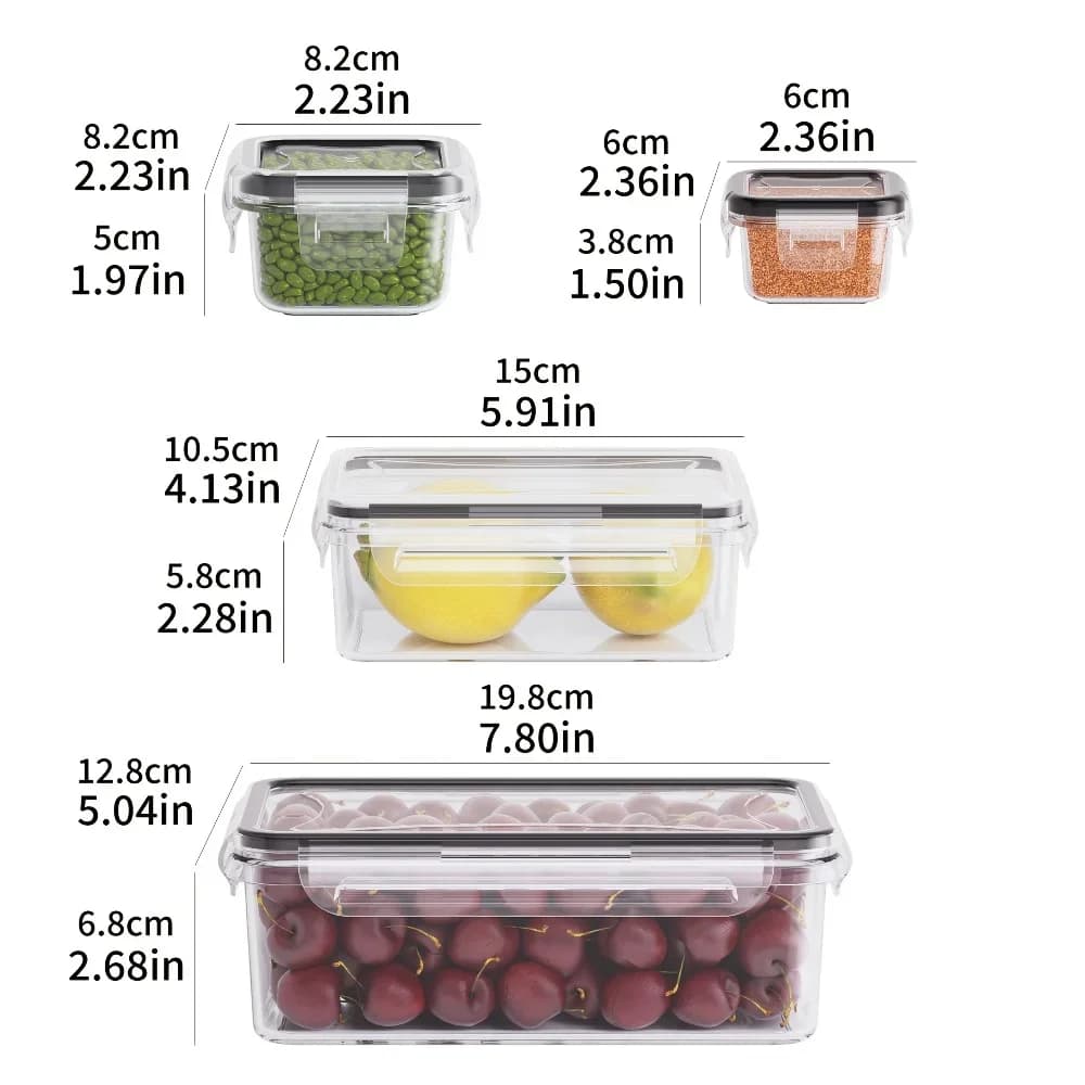 8-delers BPA-frie lufttette matbokser med låselokk – Tåler mikrobølgeovn og fryser, PP-plast for tørrvarer, frukt og grønt