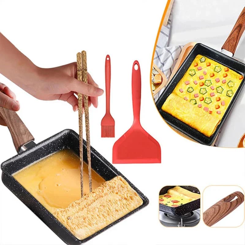 Tamagoyaki japansk omelettpanne – Rektangulær stekepanne med slippbelegg