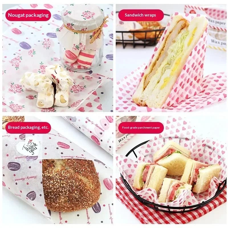 50 stk. matpapir – fettsikkert innpakningspapir til burgere, sandwicher og baking