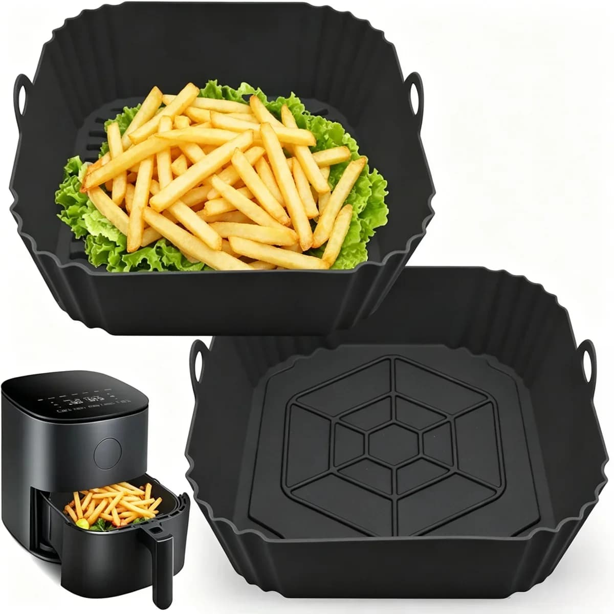 Gjenbrukbar silikonform til airfryer
