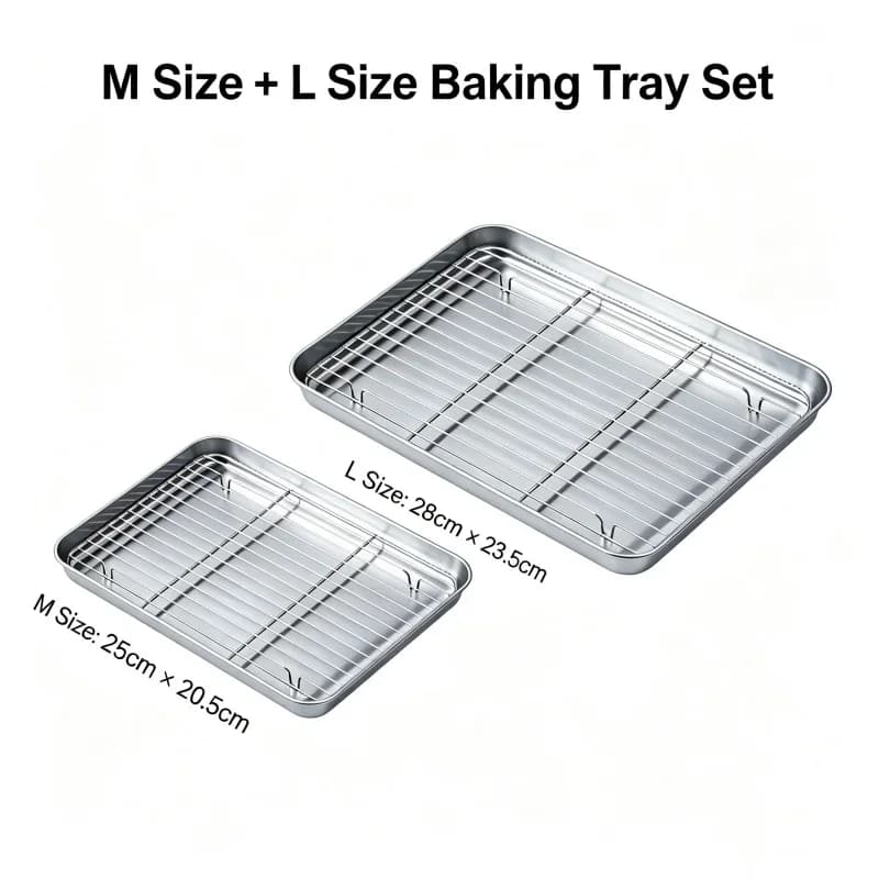 Bakebrett med rist i rustfritt stål - Stekebrett for stekeovn og grill
