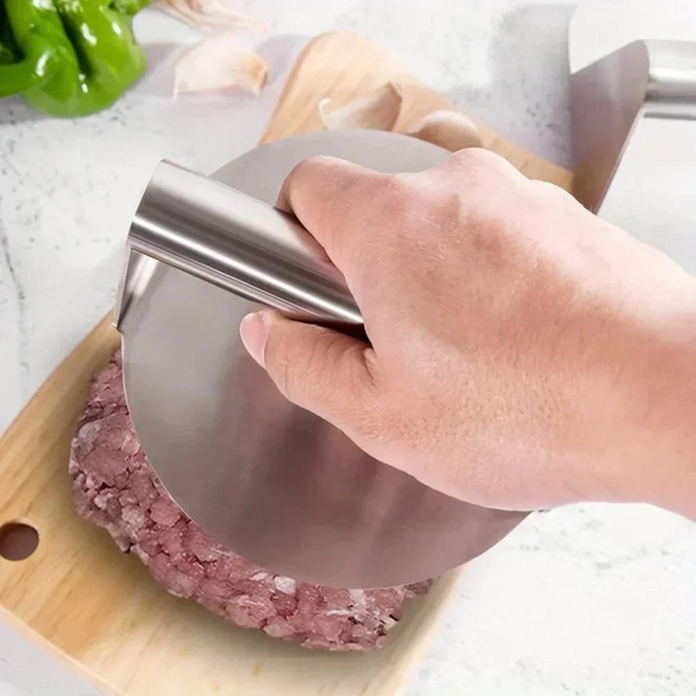 Smashburger-presse i rustfritt stål | Robust burgerpresse til grill og kjøkken (Non-stick)