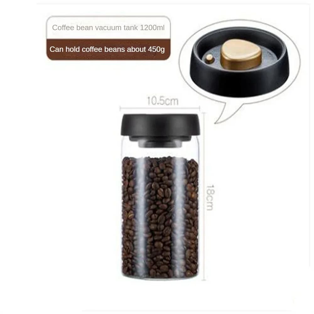 Vakuumforseglet kaffeglass i klart glass – Lufttett oppbevaringskrukke