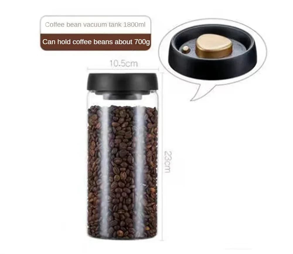 Vakuumforseglet kaffeglass i klart glass – Lufttett oppbevaringskrukke