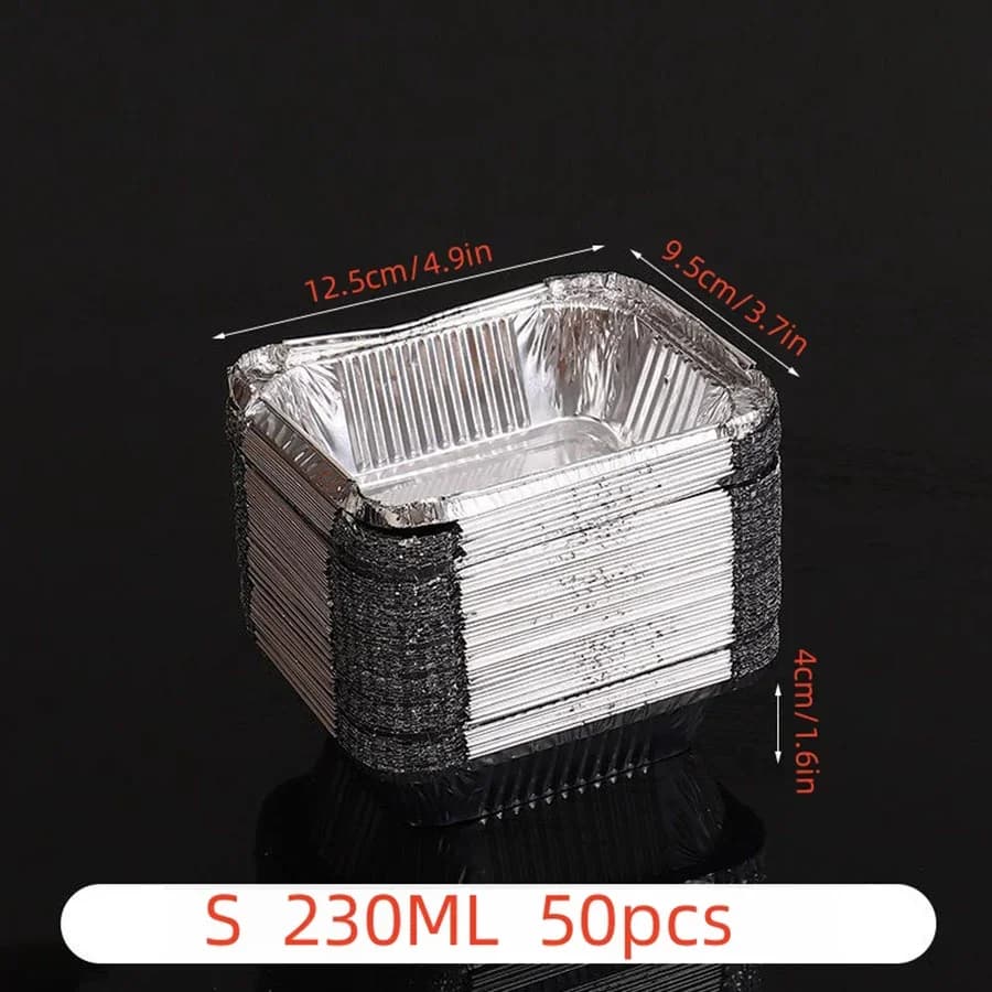 50 stk engangs aluminiumsformer for matlaging og oppbevaring
