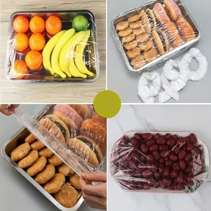 50 stk. gjenbrukbare elastiske matovertrekk i PE – tøybare plastlokk