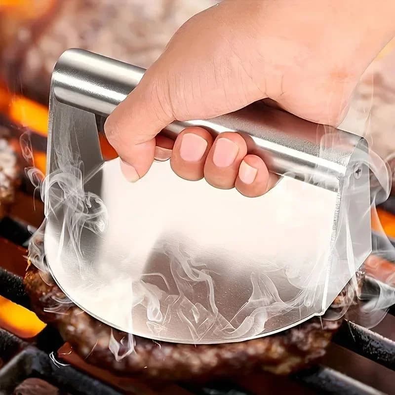 Smashburger-presse i rustfritt stål | Robust burgerpresse til grill og kjøkken (Non-stick)