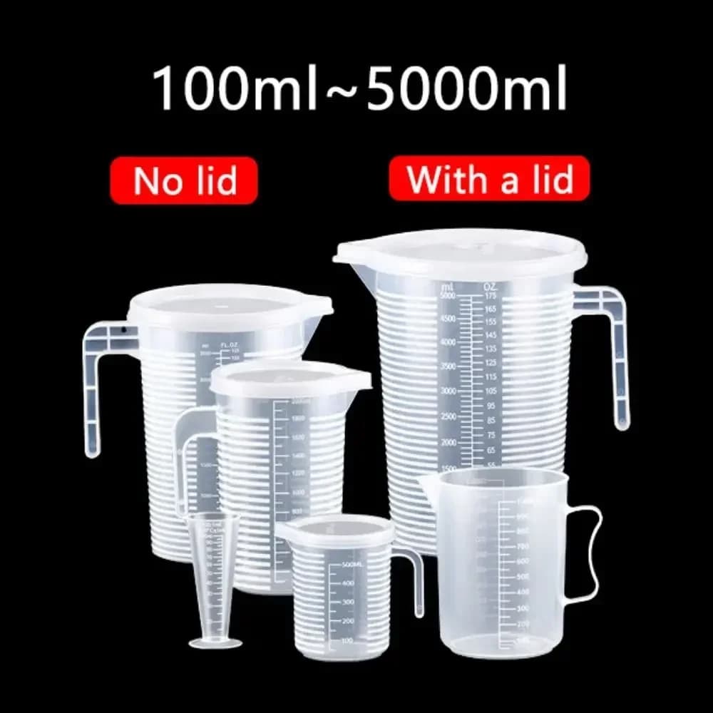 Målebeger i plast med måleskala – 100–5000 ml