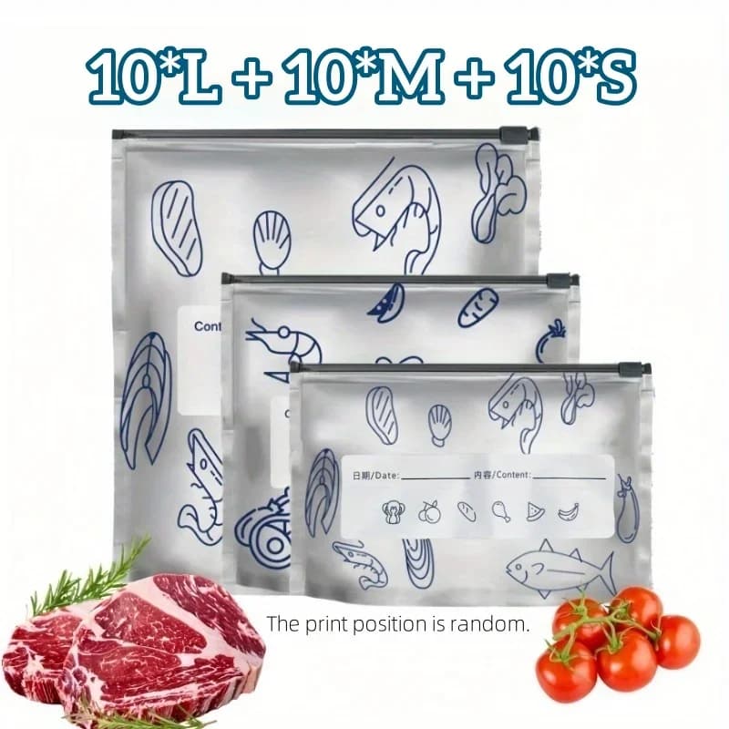10/60 stk gjenbrukbare oppbevaringsposer i aluminiumsfolie for mat