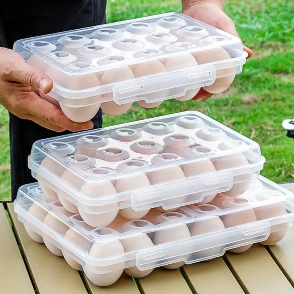 Eggboks i plast med lokk for kjøleskap og tur