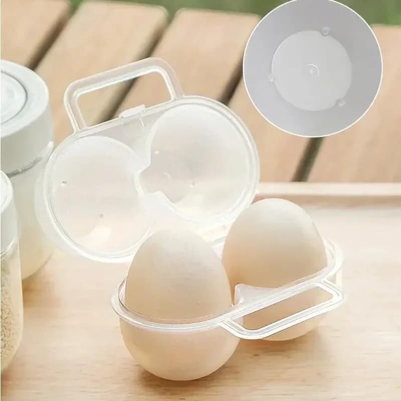 1 stk. bærbar eggeboks med 2 rom – støtsikker eggholder i plast for tur og kjøleskap