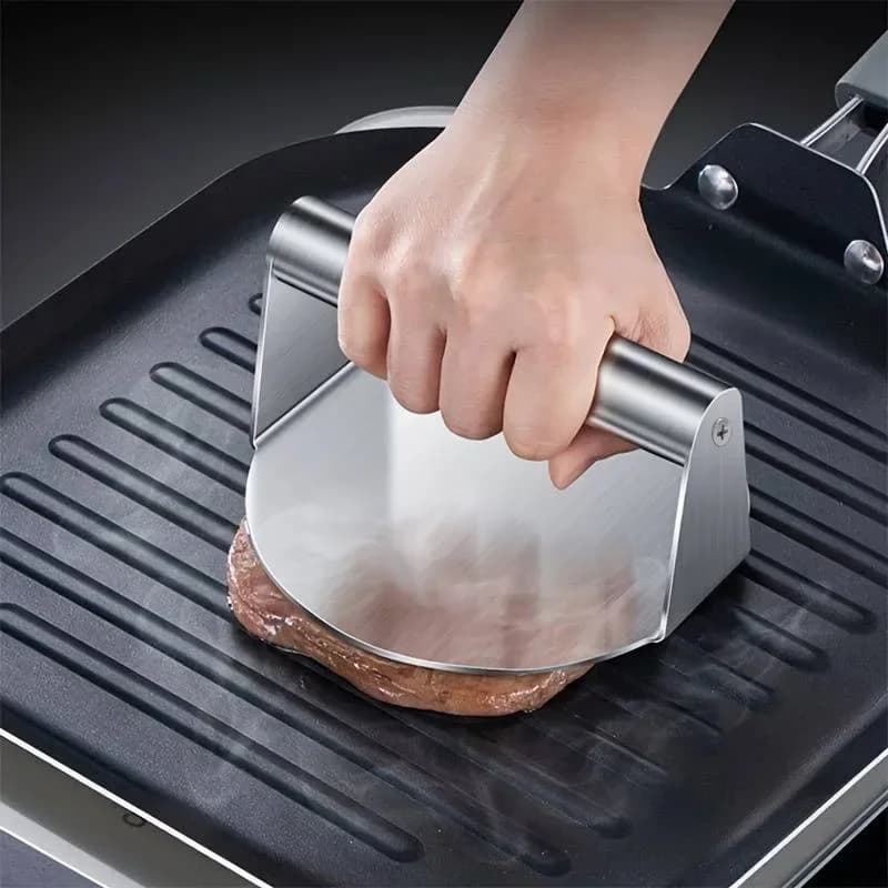 Smashburger-presse i rustfritt stål | Robust burgerpresse til grill og kjøkken (Non-stick)