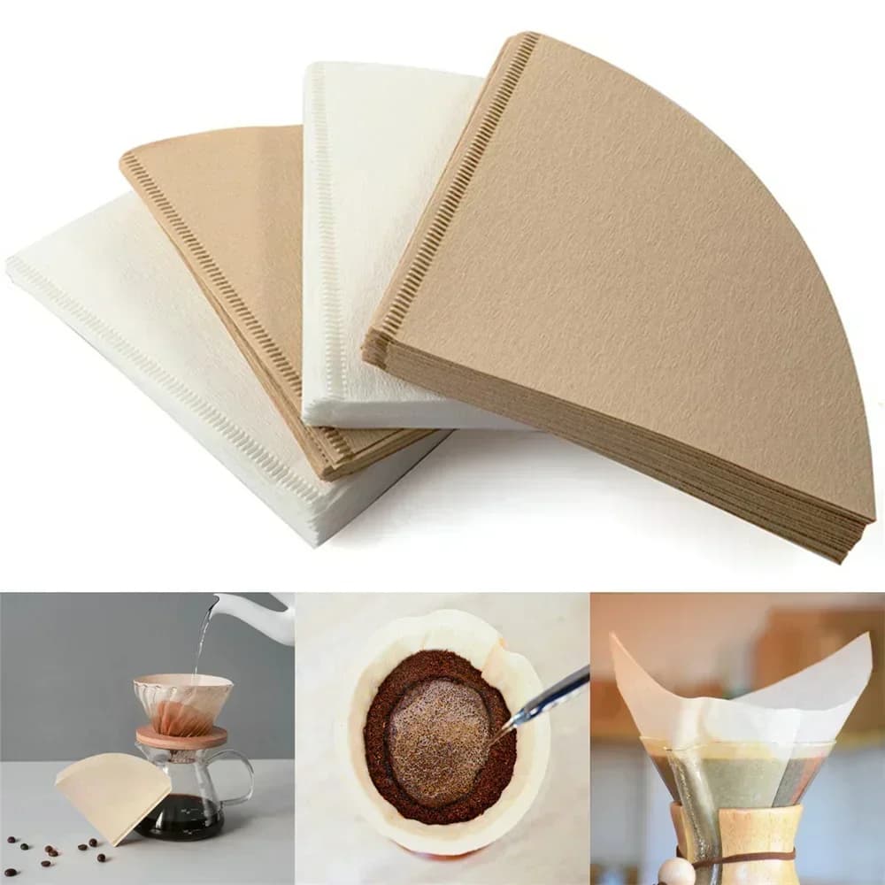 40/100 stk. V-formet kaffefilterpapir – ublekede V60-engangsfiltre for manuell kaffebrygging