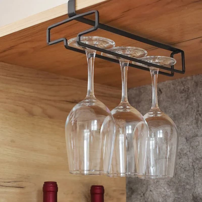 Hengende vinglassholder uten boring, oppbevaringsstativ for stettglass