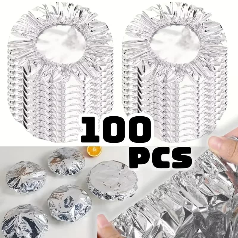 10/100 stk. dekkhetter i aluminiumsfolie – varmebevarende folielokk til skåler og fat