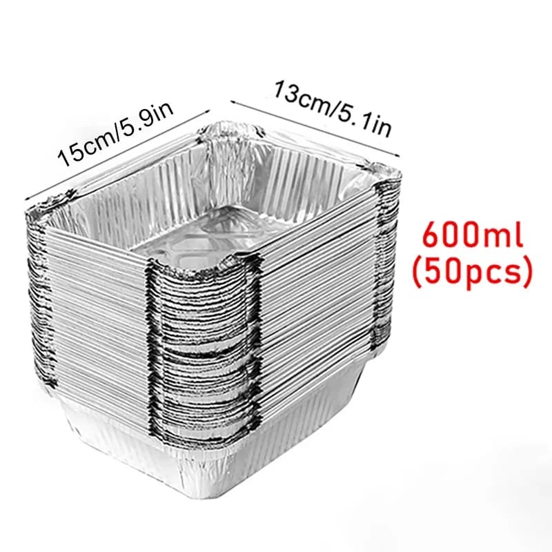 50 stk engangs aluminiumsformer for matlaging og oppbevaring