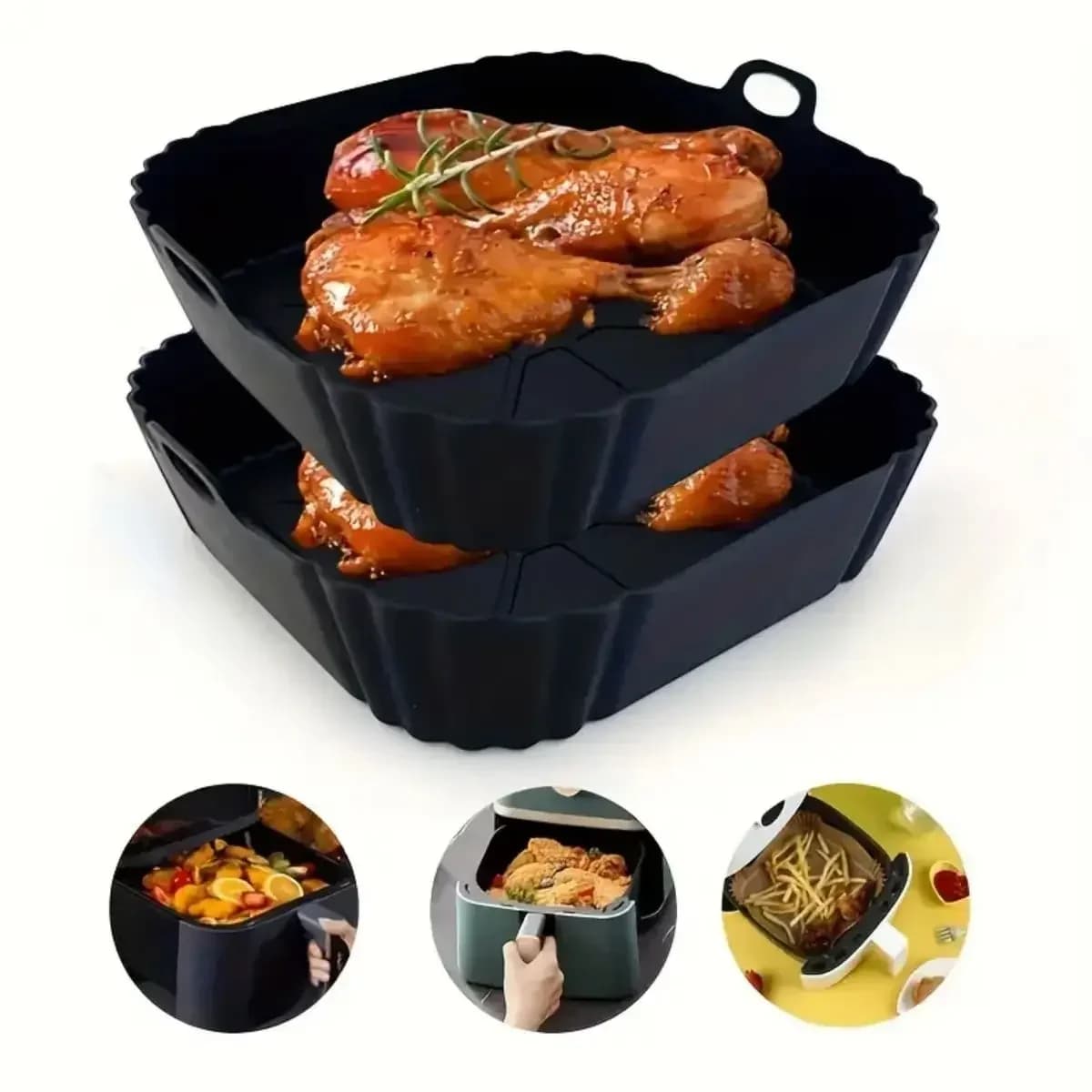 Gjenbrukbar silikonform til airfryer