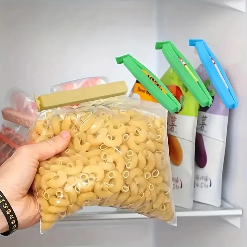 Fargerike poseklemmer 5–30 stk. – gjenbrukbare klyper til plastposer