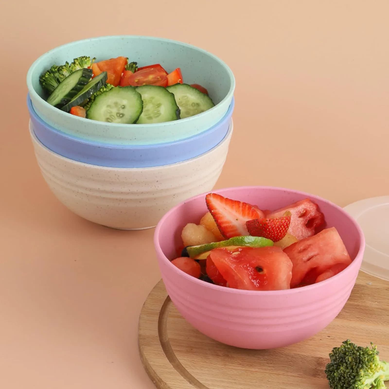 4-pakning uknuselige skåler i PP-plast – 24 Ounce for suppe og frokostblanding