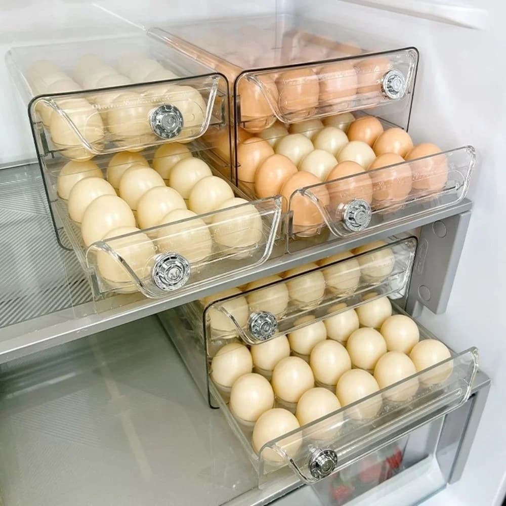 Gjennomsiktig eggboks med to lag – Oppbevaring for egg med tidsskala