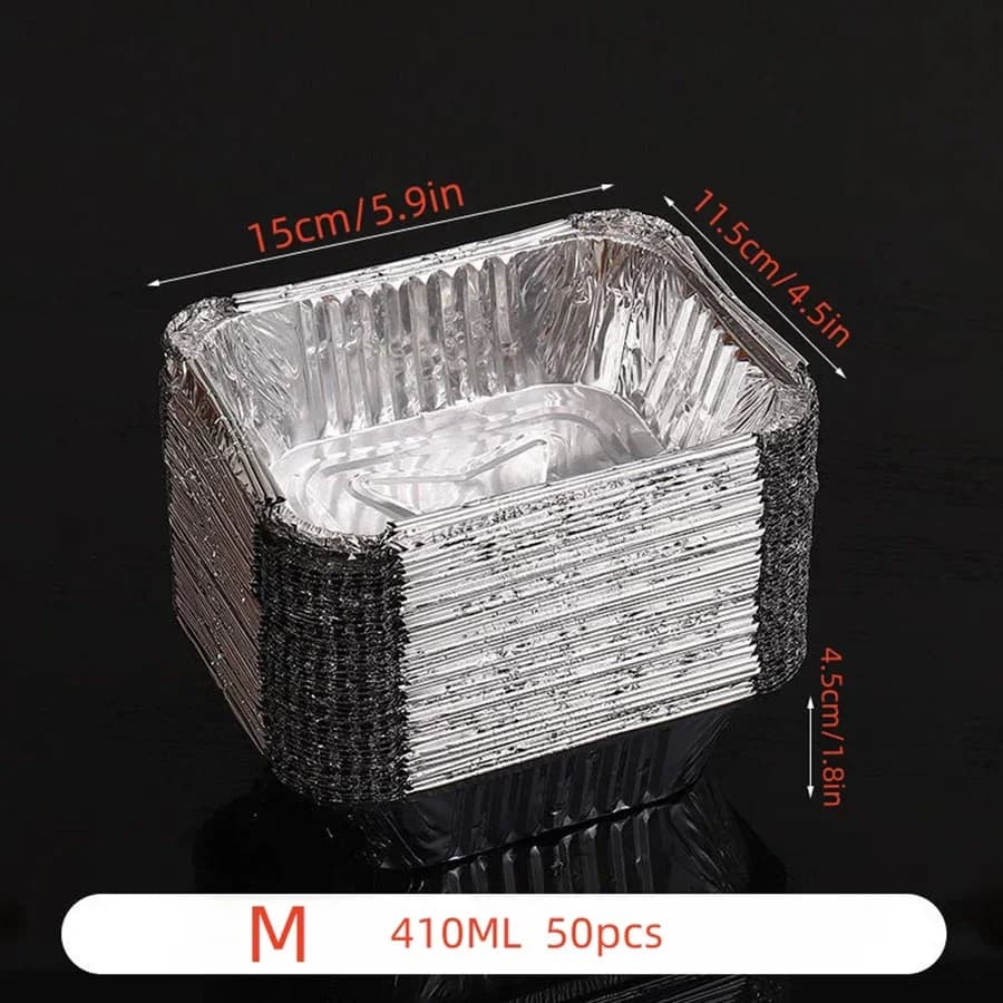 50 stk engangs aluminiumsformer for matlaging og oppbevaring