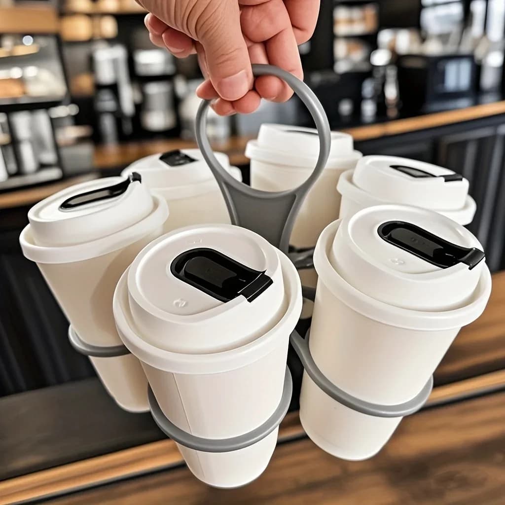 Sammenleggbar koppholder med håndtak for 6 kopper – 1/2 stk.