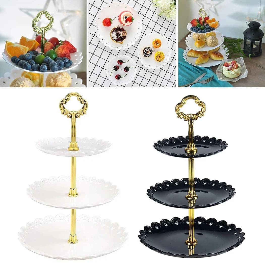 Kakefat i 3 etasjer – serveringsfat til fest, dessert og bryllup