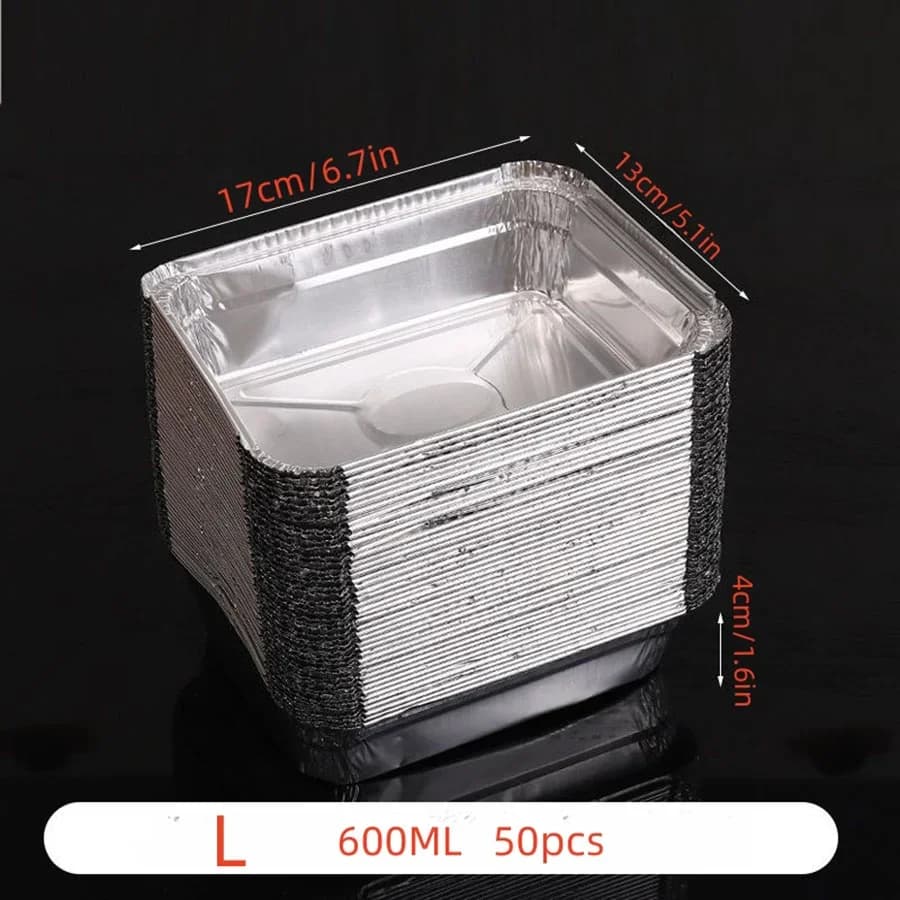 50 stk engangs aluminiumsformer for matlaging og oppbevaring
