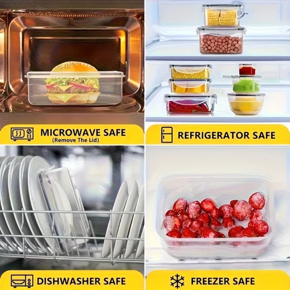 8-delers BPA-frie lufttette matbokser med låselokk – Tåler mikrobølgeovn og fryser, PP-plast for tørrvarer, frukt og grønt
