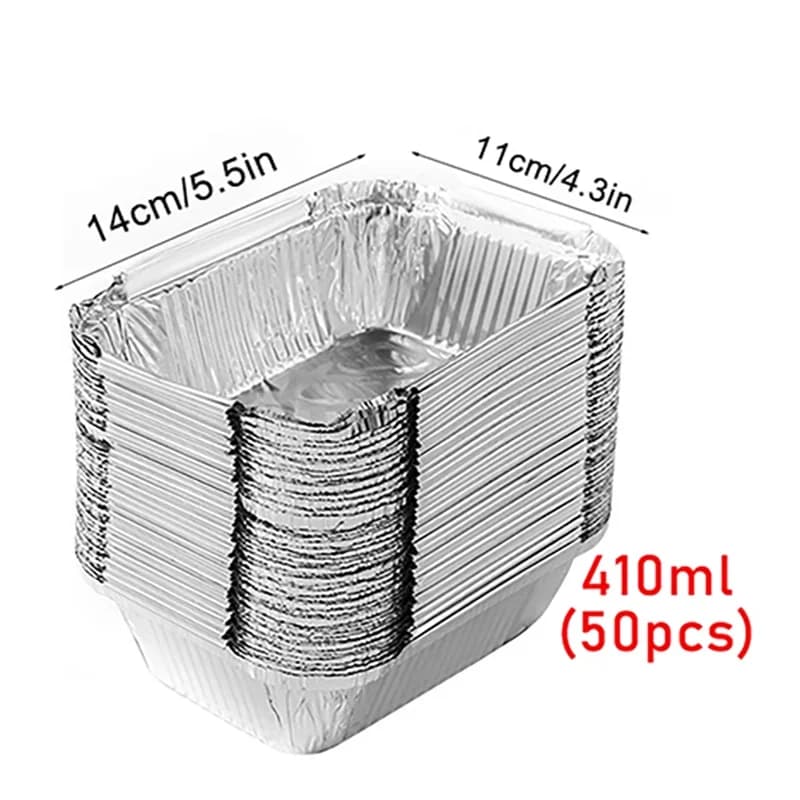 50 stk engangs aluminiumsformer for matlaging og oppbevaring